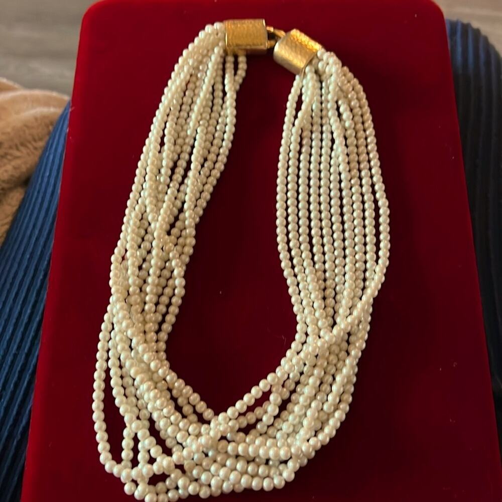 Vintage 10 Strand Pearl Necklace
